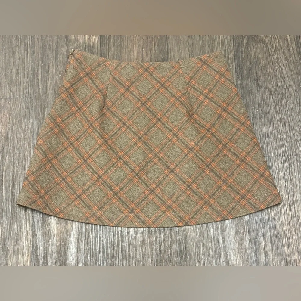 Princess Polly Plaid A-Line Mini Skirt | Brown & Orange | Size 8